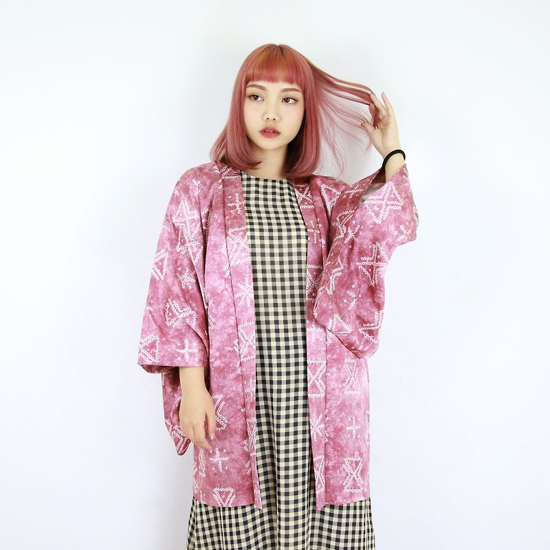 Back to Green-日本带回羽织和服 香槟紫 绞染 /vintage kimono - 女装休闲/机能外套 - 丝．绢 
