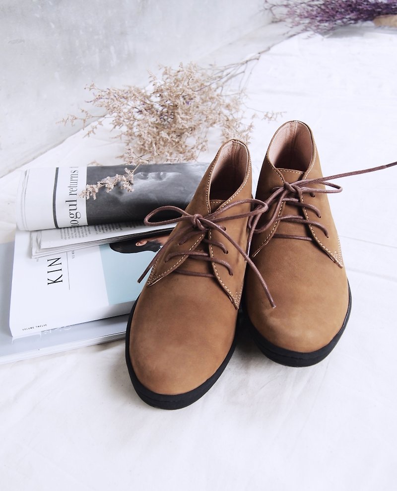 【零码】棕色__牛巴戈沙漠靴 A1618 (灰、棕、咖) - 女款短靴 - 真皮 咖啡色