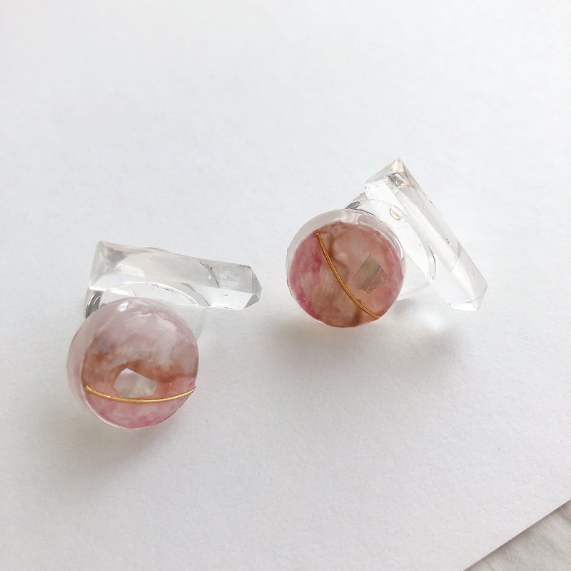 晕染 石纹 不规则 立体 透光 特殊造型 耳环 耳针耳夹 - 耳环/耳夹 - 压克力 粉红色