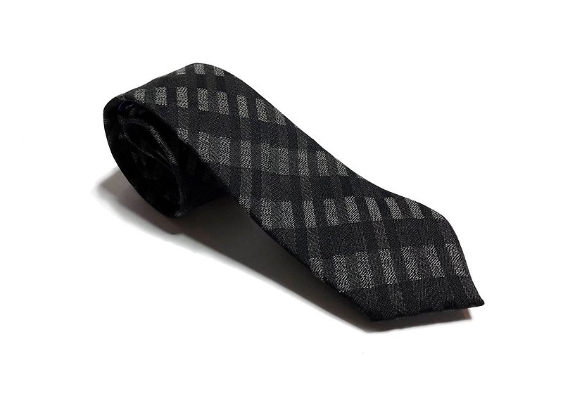 老布 混羊毛 格子领带 / Neckties - 领带/领带夹 - 羊毛 灰色