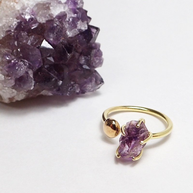 Amethyst Open Ring - 戒指 - 半宝石 紫色