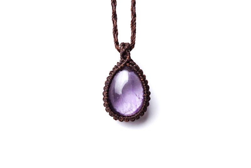 紫水晶 蜡线编织颈绳 - 项链 - 宝石 紫色