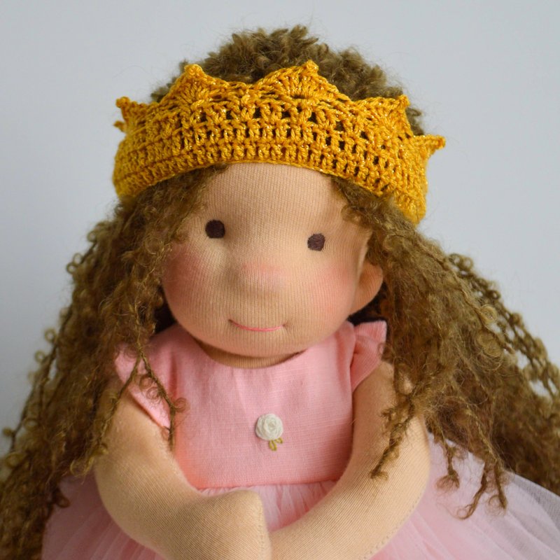 Ready to ship knitted crown for 12inches (30 cm) waldorf doll - 玩具/玩偶 - 棉．麻 