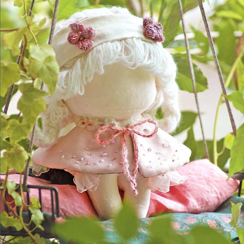 : 飞鸟旅人: 茶绿与糖渍芭菲 双面午茶斗篷 20cm棉花娃衣 - 玩偶/公仔 - 棉．麻 粉红色