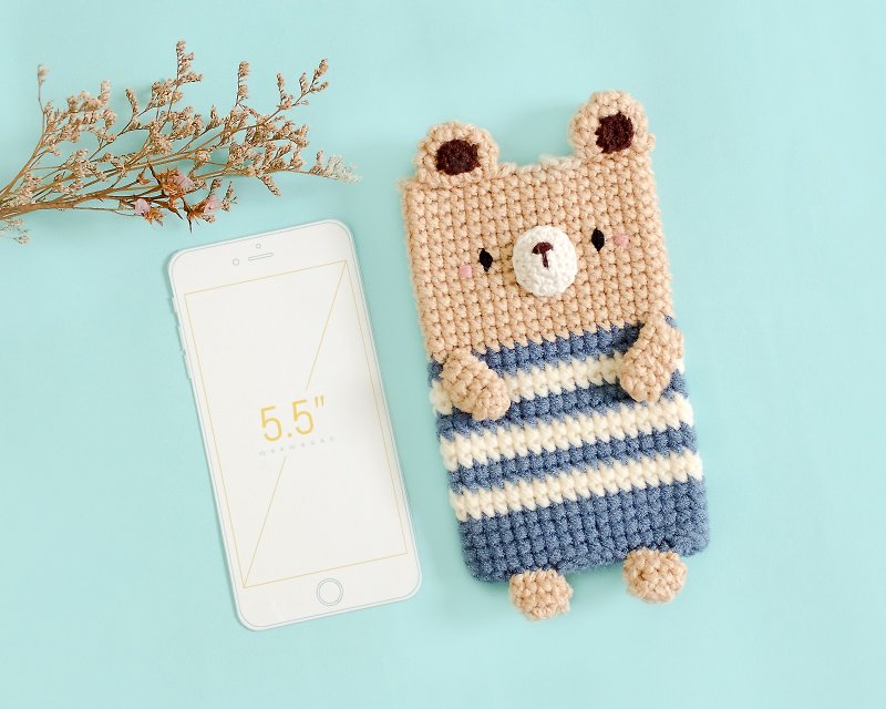 Crochet Bear no.3 iPhone 7 plus Case, Crochet cellphone case pouch/case, - 手机壳/手机套 - 羊毛 咖啡色