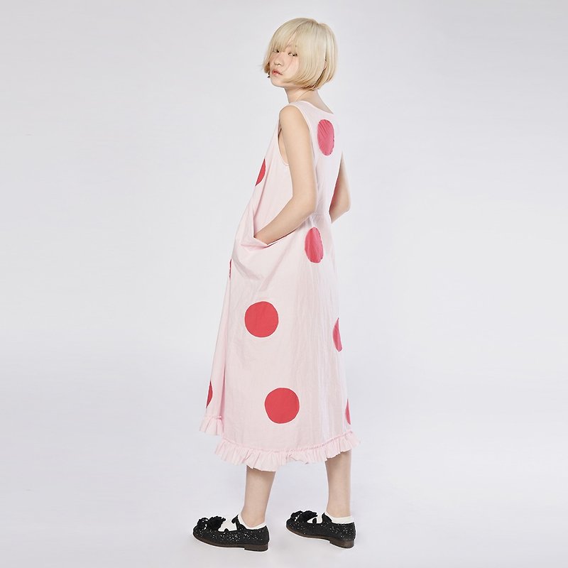 粉色红点点小公主连身裙 洋装  - imakokoni - 洋装/连衣裙 - 棉．麻 粉红色