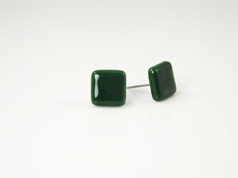 琉璃耳环-Pantone 357 - 耳环/耳夹 - 玻璃 绿色
