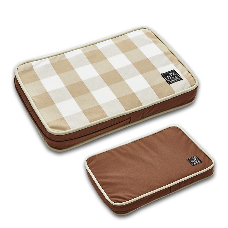 Lifeapp宠物缓压睡垫大格纹款---XS (棕白格) W45 x D30 x H5 cm - 床垫/笼子 - 其他材质 咖啡色
