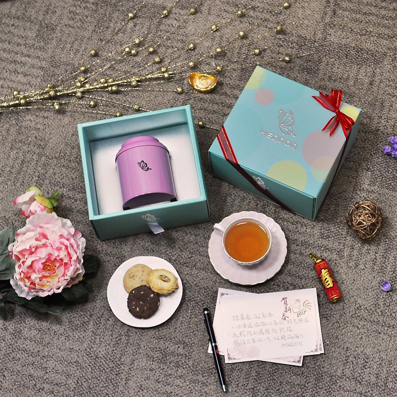 新年采映花语礼盒（茶包单罐入）二种组合搭配【HERDOR 茶礼盒】 - 茶 - 其他材质 粉红色