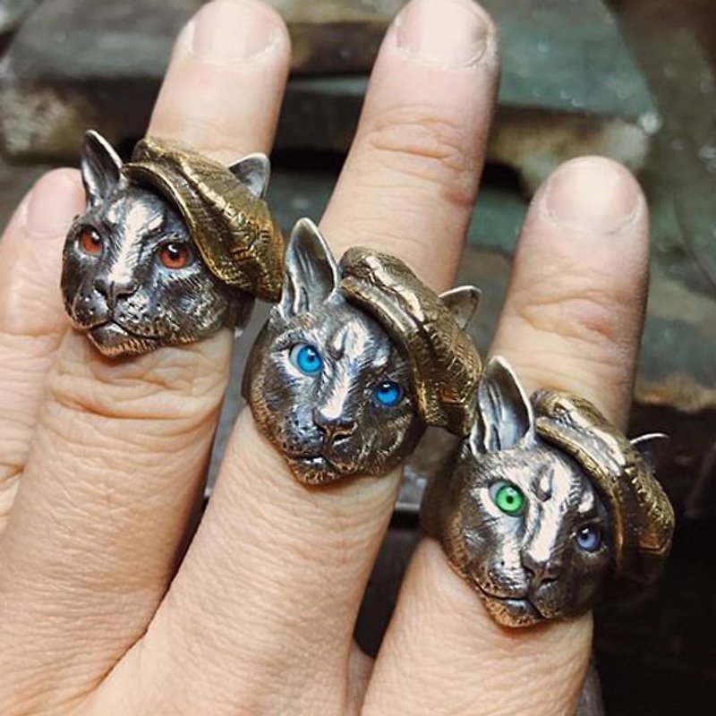 专属订单 - 绅士义眼猫戒指 - 戒指 - 其他金属 