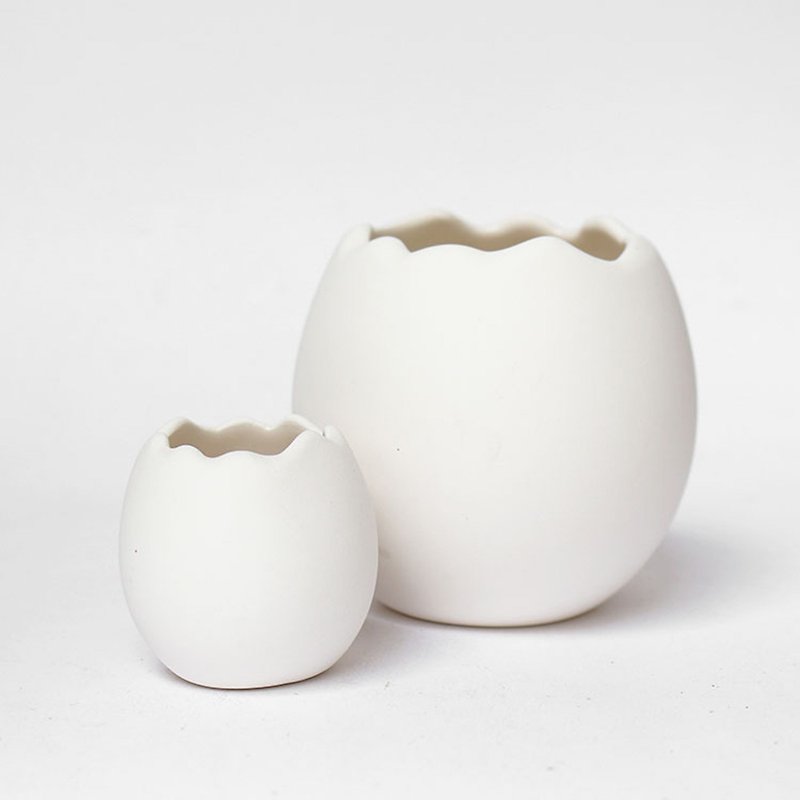 Egg planter 蛋形 / 陶瓷植物盆器 收纳用具 - 花瓶/陶器 - 陶 白色