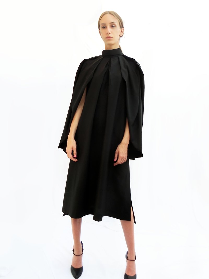 Squarish Pleats Dress / Black / 100% Wool - 洋装/连衣裙 - 羊毛 黑色