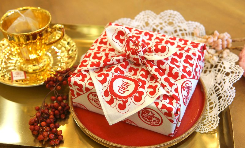 婚礼小物 喜 包裹巾小礼盒  3包装X20盒  立体茶包结婚礼物 - 茶 - 棉．麻 红色
