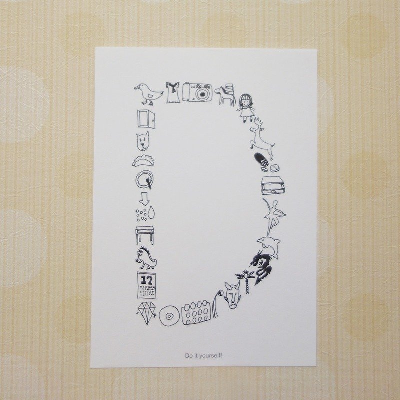 A-Z英文字母创意涂鸦明信片<D> - 卡片/明信片 - 纸 白色