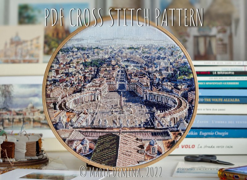 St. Peter's Square (Vatican City, Rome) - PDF cross stitch pattern - 手工艺教程/工具书 - 其他材质 
