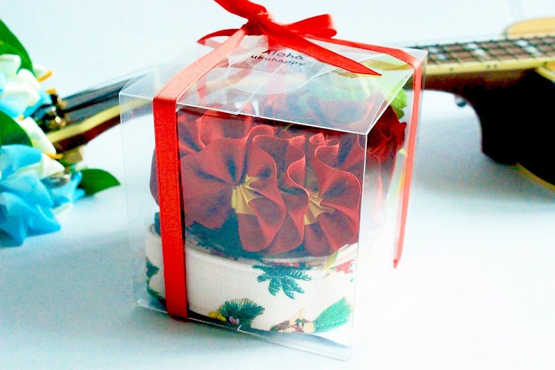 ukulele strap and ribbon flower gift.  hula girl pink - 吉他配件 - 棉．麻 粉红色