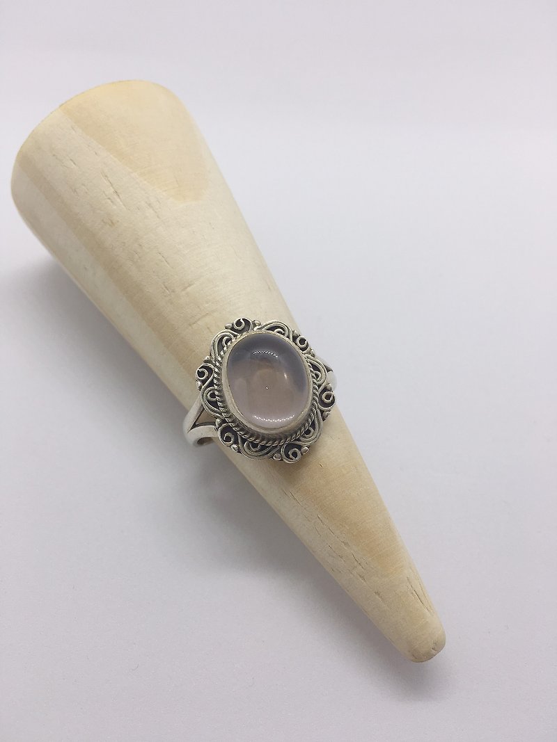 粉水晶 戒指 尼泊尔 手工制 925纯银材质 - 戒指 - 宝石 