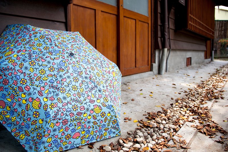 UrbaneUmbrella 超轻超细彩色小鸟印刷伞-浅蓝 - 雨伞/雨衣 - 聚酯纤维 蓝色