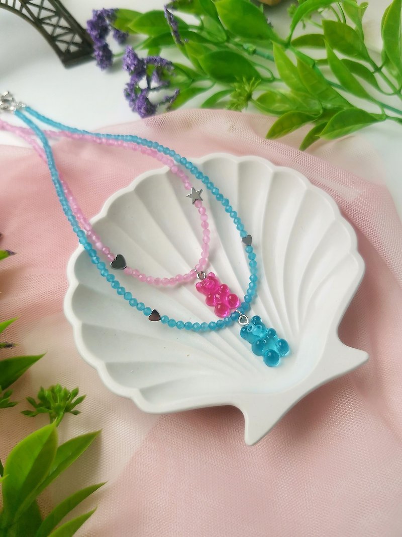 Choker, bead choker, neck decoration, buy choker, choker with pendant - 颈链 - 其他材质 蓝色