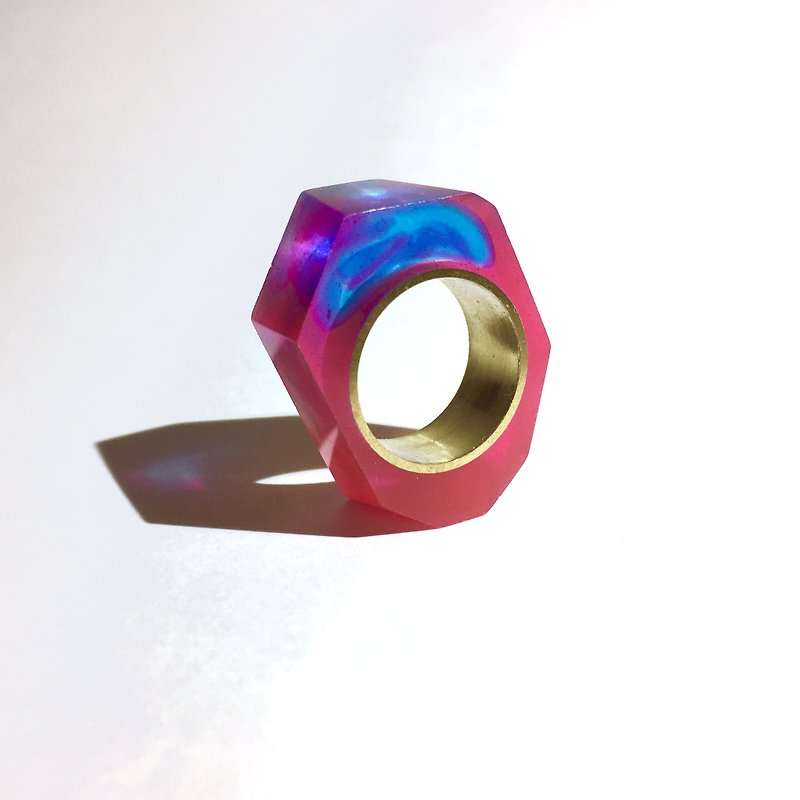PRISMリング　ゴールド・レッド ブルー - 戒指 - 其他金属 红色