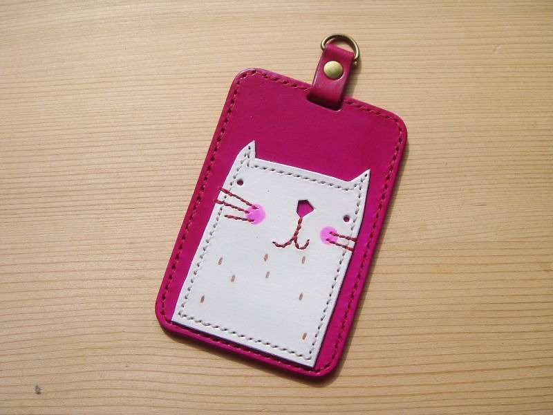ISSIS  - 夏日粉红小白猫证件套悠游卡套 - 证件套/卡套 - 真皮 