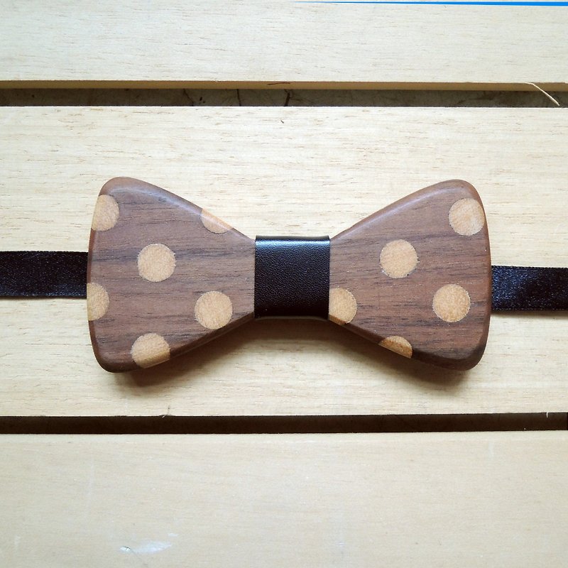 点点领结-胡桃木/圣诞节礼物/手工/皮革 - 领带/领带夹 - 木头 咖啡色