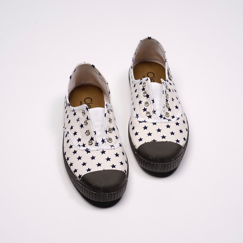 西班牙帆布鞋 CIENTA Slip-on经典款 U70010 05 白色 黑底 大人 - 女款休闲鞋 - 棉．麻 白色