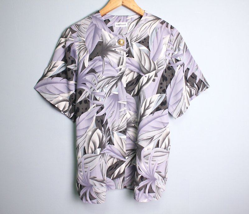 FOAK古着 迷幻浅紫热带丛林衬衫 - 女装衬衫 - 其他材质 