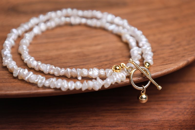 Keshi Pearl 天然珍珠项链 - 项链 - 宝石 白色