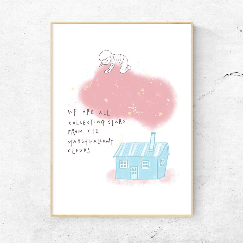 棉花糖云朵挂画 - 卡片/明信片 - 纸 粉红色