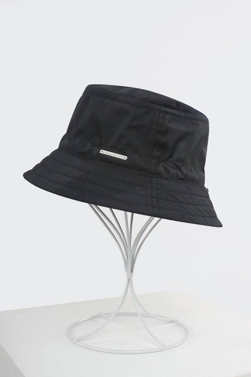 防水反光收纳渔夫帽 - 黑格纹 - 帽子 - 聚酯纤维 黑色