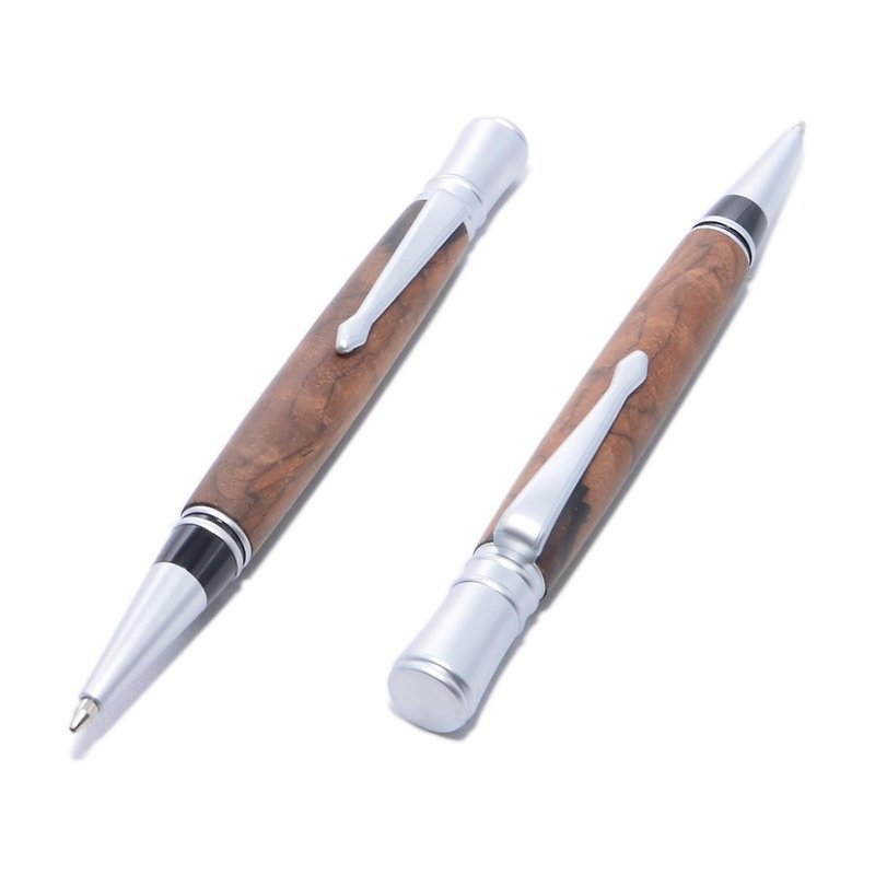 木製の回転式ボールペン（ココボロ；サテン・クロムのメッキ）(EX-SC-CO) - 其他书写用品 - 木头 咖啡色