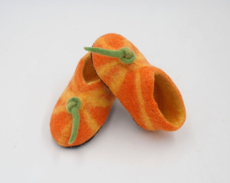 创意手工 羊毛毡儿童鞋 婴儿保暖短靴 可爱橙子 男孩女孩 - 童装鞋 - 羊毛 橘色