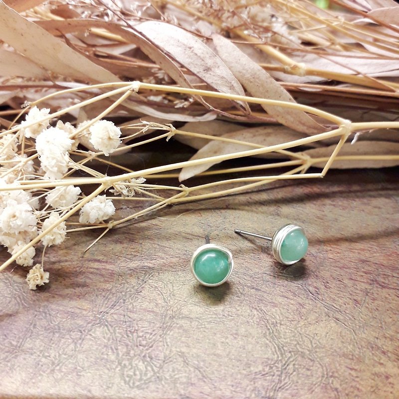 天然石系列-不锈钢耳钉(一对价-可选不同颜色与水晶 - 耳环/耳夹 - 宝石 