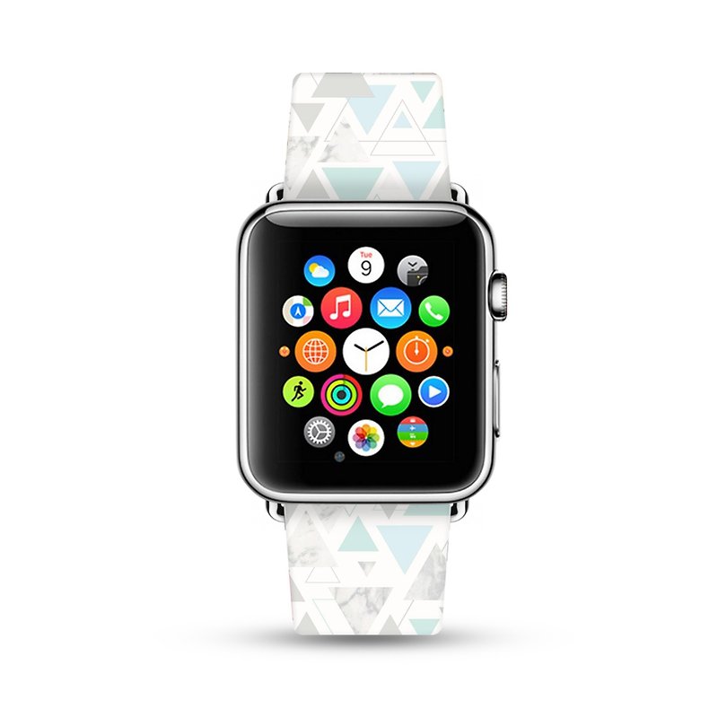 白云石纹几何图案 Apple Watch 真皮手表带 38 40 42 44 mm -307 - 表带 - 真皮 白色