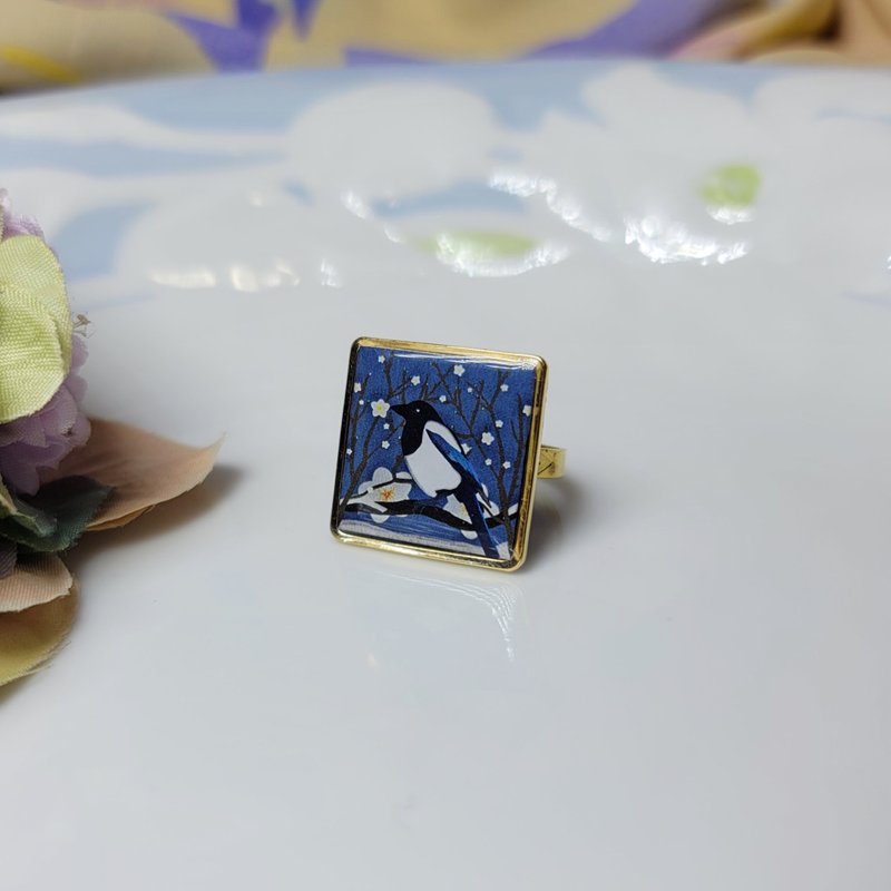小寒 节气花砖 手作 戒指 徽章 别针 - 戒指 - 铜/黄铜 多色