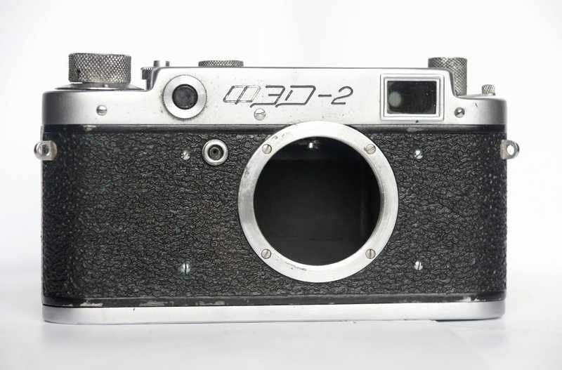 FED-2 rangefinder film camera 35 mm M39 mount USSR body Type B early - 相机 - 其他金属 银色