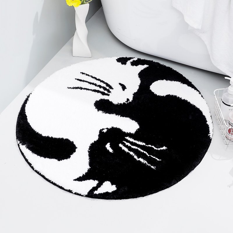 黑白猫咪簇绒浴室地垫可爱的吸水脚垫防滑浴垫居家装饰礼物 - 地垫/地毯 - 聚酯纤维 绿色