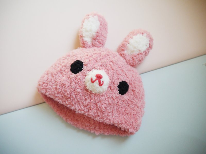 宝宝帽 兔兔造型毛帽 万圣节装扮  弥月礼 - 围嘴/口水巾 - 聚酯纤维 粉红色