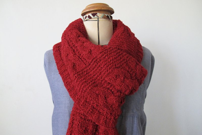 Lan毛线围巾(红色) - 围巾/披肩 - 聚酯纤维 红色