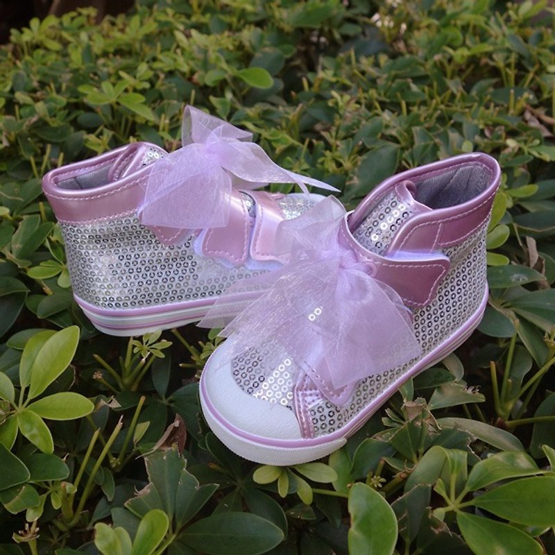 Veda银亮片紫纱小高筒休闲鞋(零码特价 仅接受退货) - 童装鞋 - 其他人造纤维 紫色