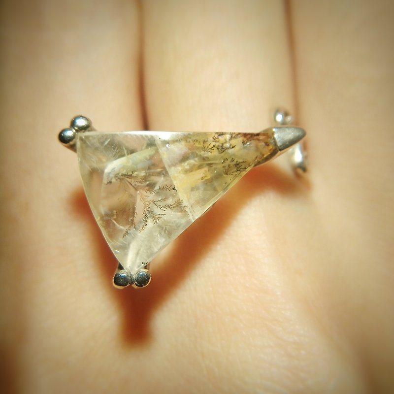 海苔玛瑙唐草纯银开口戒指 - 戒指 - 半宝石 透明
