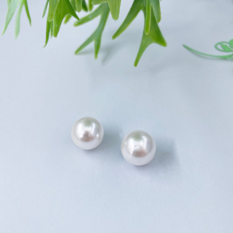 ::珍珠后扣:: 不含前耳环 - 耳环/耳夹 - 塑料 白色