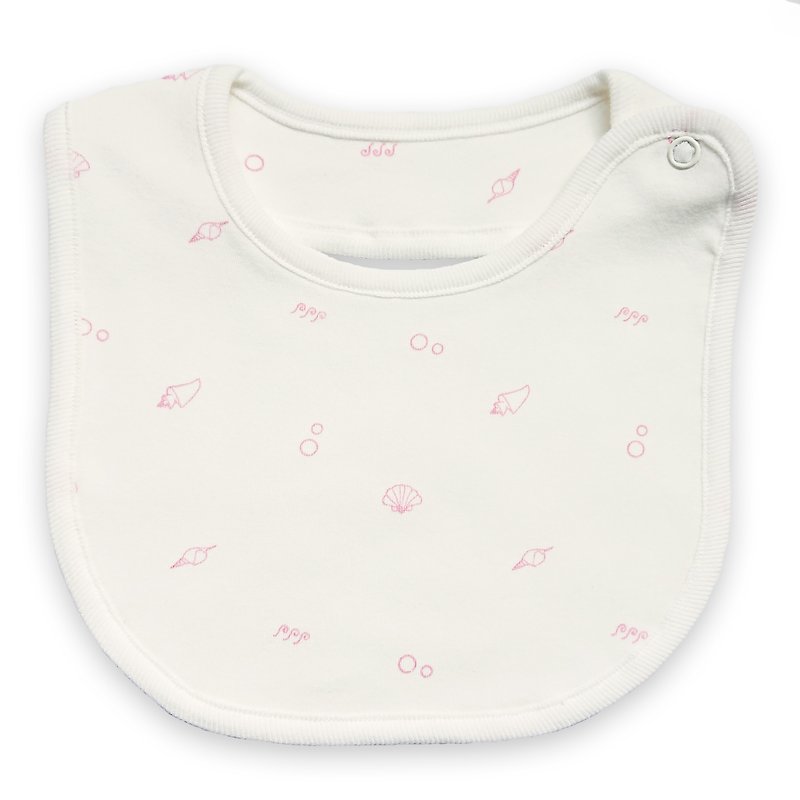 【Deux Filles有机棉】粉色贝壳婴儿围兜 - 围嘴/口水巾 - 棉．麻 粉红色
