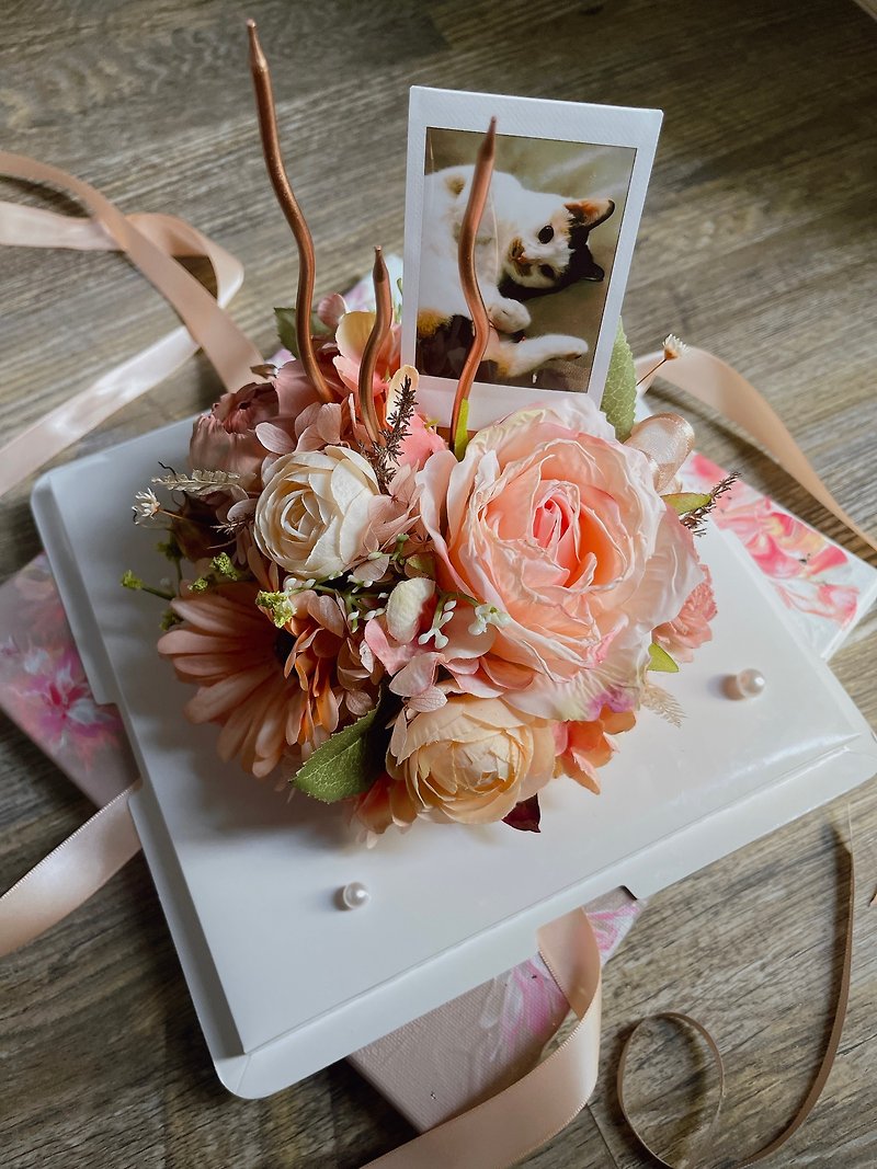 【定制】毕德曼花蛋糕礼盒－6寸/干燥花/生日/毕业礼物 - 干燥花/捧花 - 植物．花 粉红色