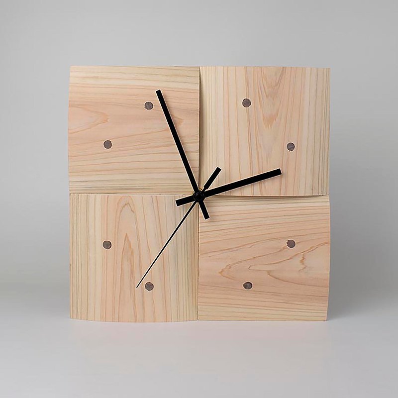 日本桧木 Japan Hinoki 原木时钟 拼接 Stitching Design Clock - 时钟/闹钟 - 木头 白色