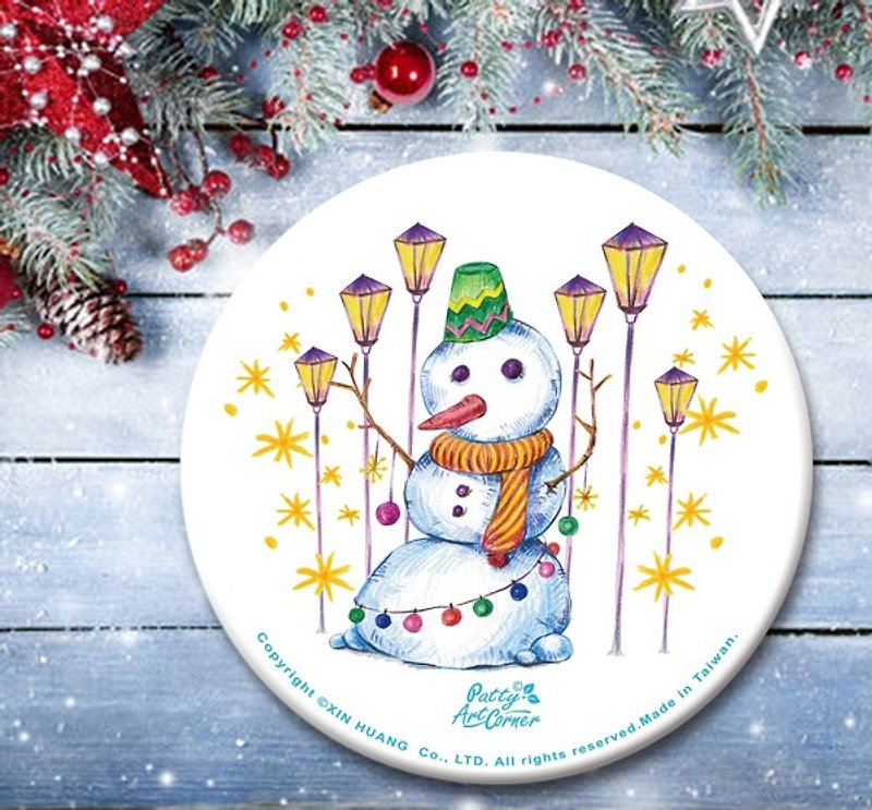 手绘圣诞雪人陶瓷吸水杯垫 - 杯垫 - 陶 透明