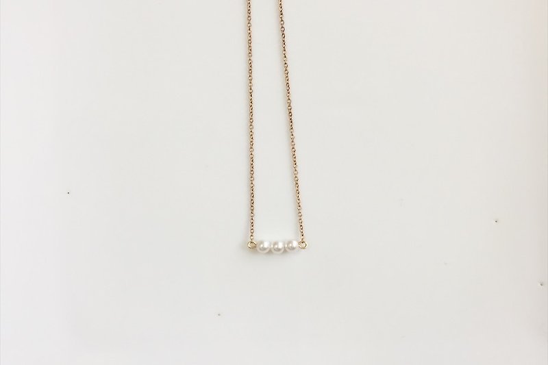 小珍珠 黄铜造型短链 - 项链 - 宝石 白色