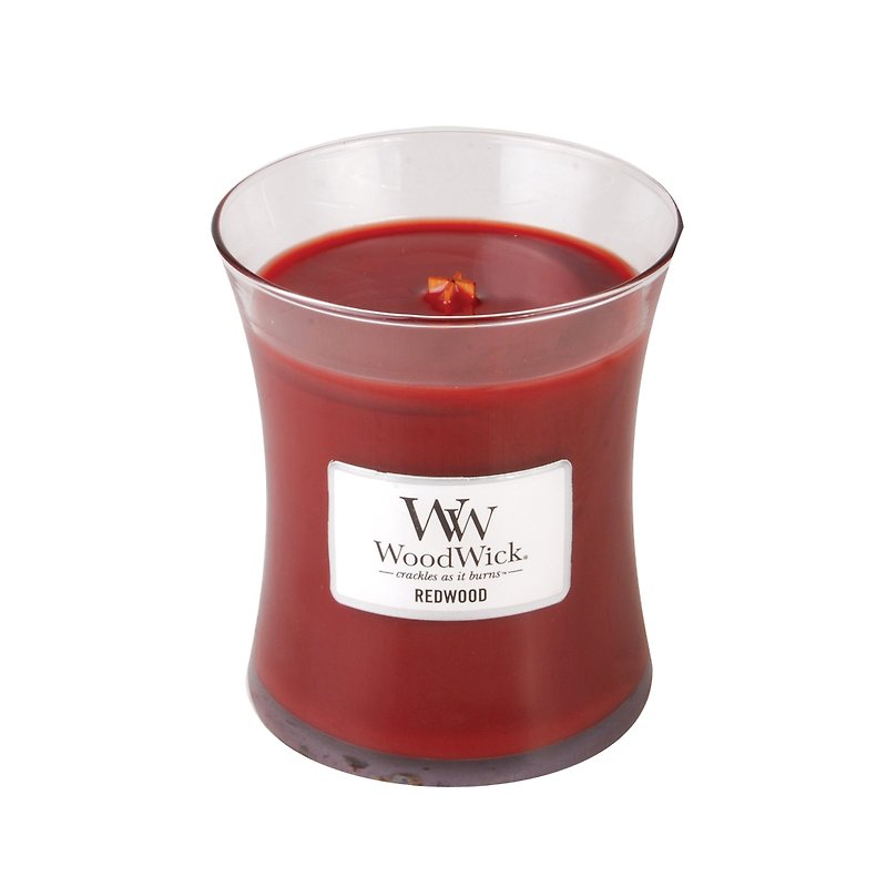 【VIVAWANG】WoodWick香氛中杯蜡  红杉木 - 蜡烛/烛台 - 蜡 红色