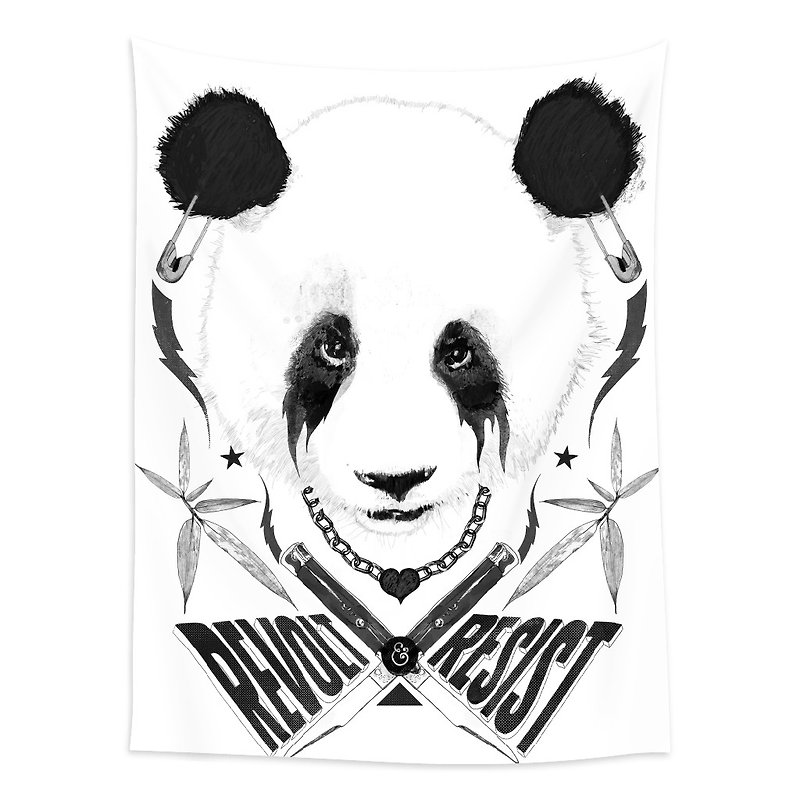 Black Metal Panda-壁幔Wall Tapestry-居家布置挂画 交换礼物 - 海报/装饰画/版画 - 聚酯纤维 白色